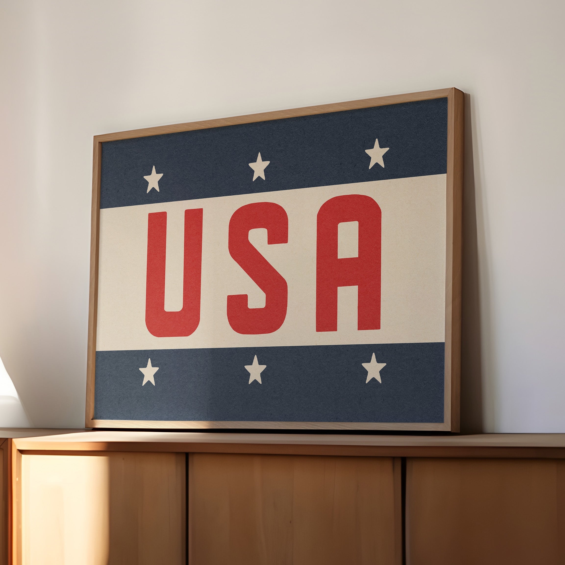 USA Patriotic Typography Art Print