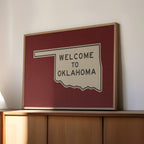 Welcome To Oklahoma Vintage Crimson Road Sign Art Print