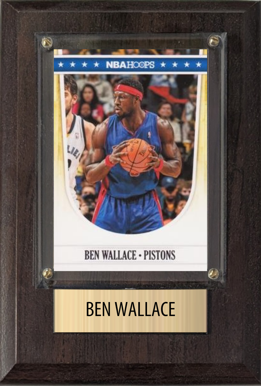 Ben Wallace Detroit Pistons Hall of Fame Fan Gift Plaque 4x6 1 Card Hoops, Prizm, Donruss 2024 2025 2026