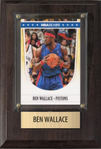 Ben Wallace Detroit Pistons Hall of Fame Fan Gift Plaque 4x6 1 Card Hoops, Prizm, Donruss 2024 2025 2026