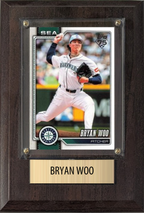 Bryan Woo Seattle Mariners Fan Gift Plaque 4x6 1 Card Topps, Bowman 2024 2025 2026