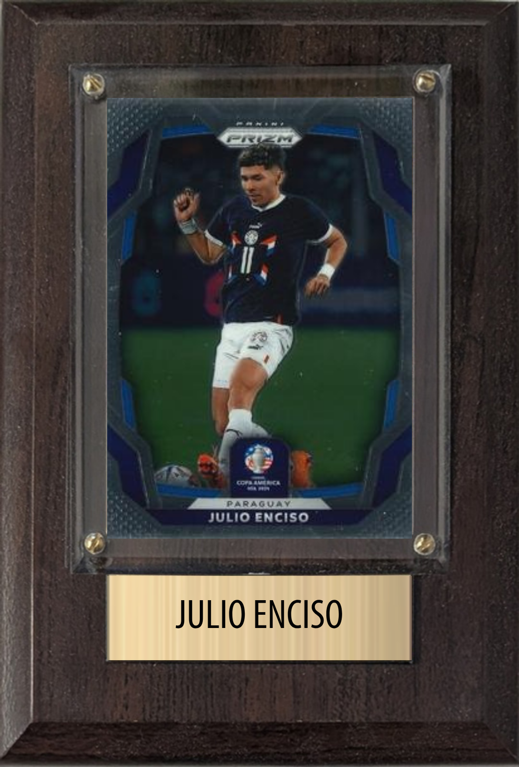 Julio Enciso Paraguay World Cup Soccer 2026 Fan Gift Plaque 4x6 1 Card Panini, Topps, Donruss 2024 2025 2026