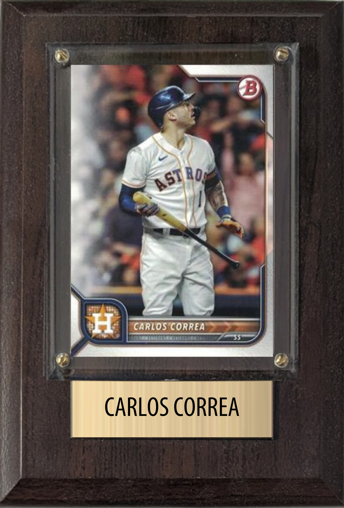 Carlos Correa Houston Astros Fan Gift Plaque 4x6 1 Card Topps, Bowman 2024 2025 2026