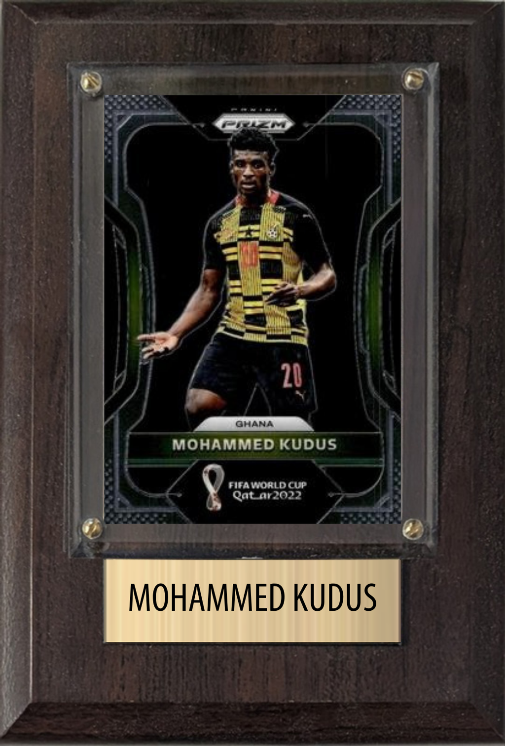 Mohammed Kudus Ghana World Cup Soccer 2026 Fan Gift Plaque 4x6 1 Card Panini, Topps, Donruss 2024 2025 2026