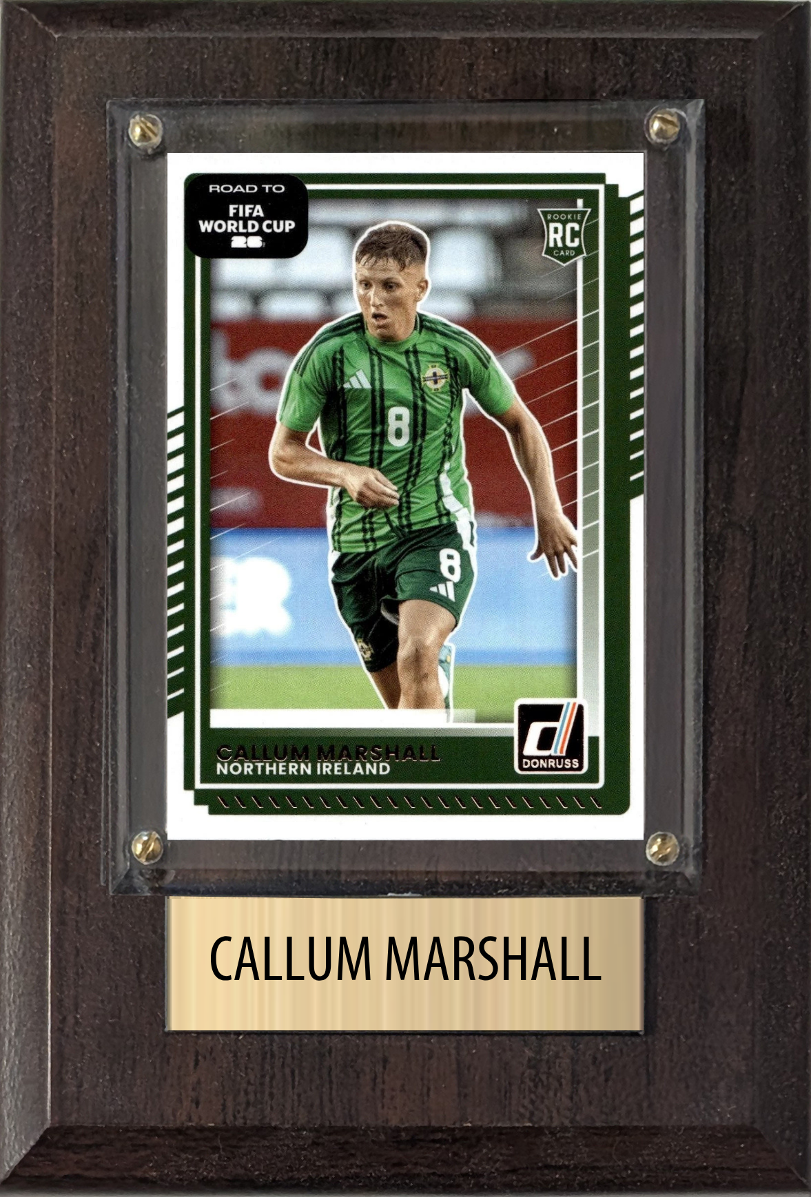 Callum Marshall Northern Ireland World Cup Soccer 2026 Fan Gift Plaque 4x6 1 Card Panini, Topps, Donruss 2024 2025 2026