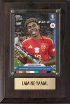 Lamine Yamal Spain World Cup Soccer 2026 Fan Gift Plaque 4x6 1 Card Panini, Topps, Donruss 2024 2025 2026