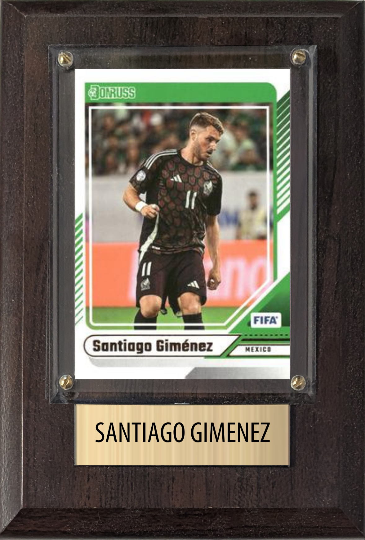 Santiago Gimenez Mexico World Cup Soccer 2026 Fan Gift Plaque 4x6 1 Card Panini, Topps, Donruss 2024 2025 2026