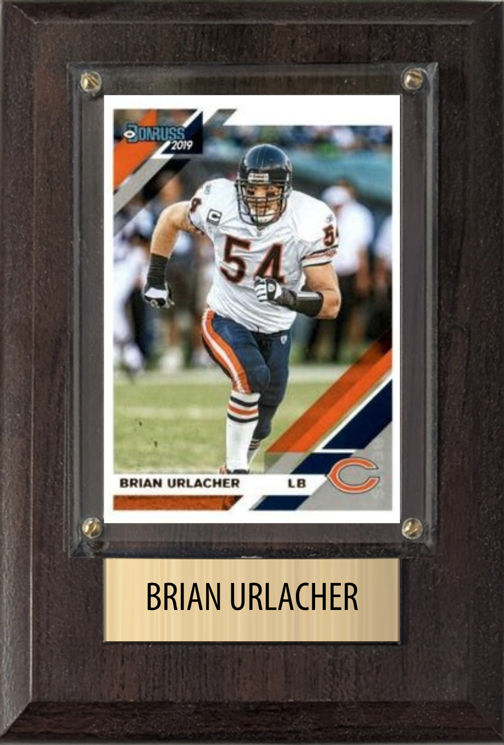 Brian Urlacher Chicago Bears Hall of Fame Fan Gift Plaque 4x6 1 Card Prizm, Donruss, Score 2024 2025 2026