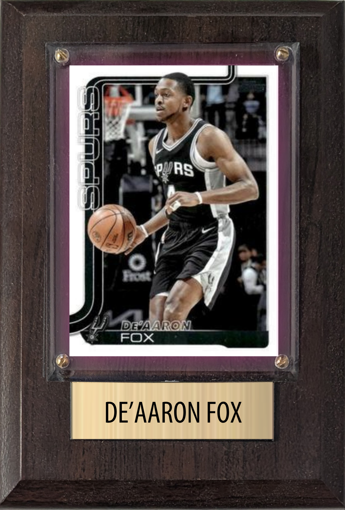 De'Aaron Fox San Antonio Spurs 2026 2025 2024 Topps Prizm Hoops Panini Gift Plaque 4X6