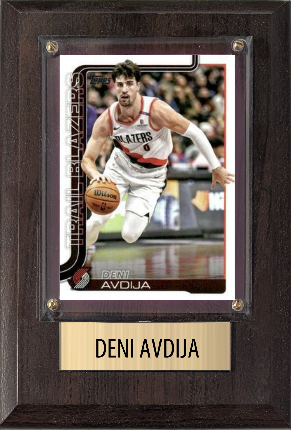Denny Avdija Portland Trailblazers 2026 2025 2024 Topps Prizm Hoops 4x6 Gift Plaque