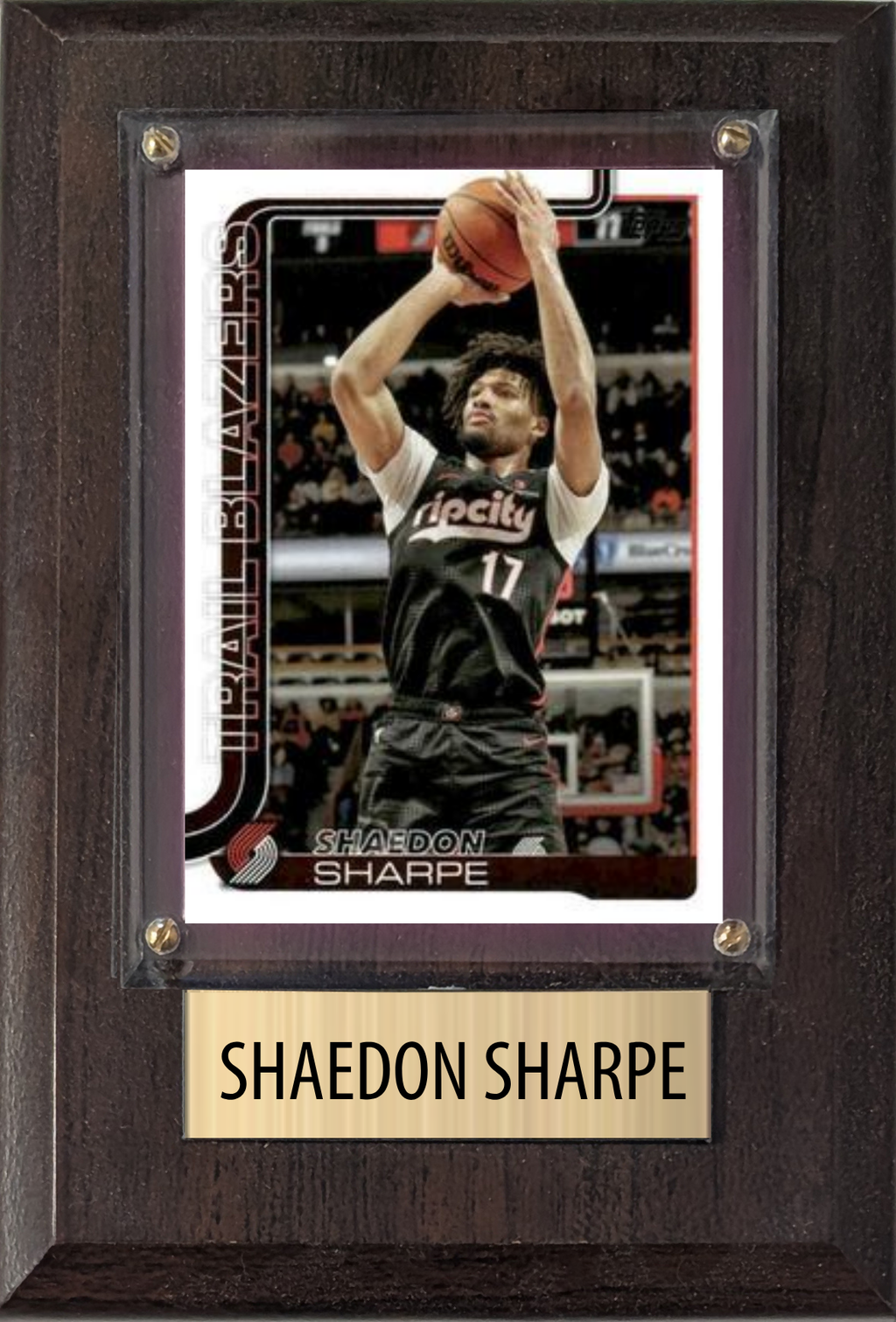 Shaedon Sharpe Portland Trailblazers 2026 2025 2024 Topps Prizm Hoops 4x6 Gift Plaque