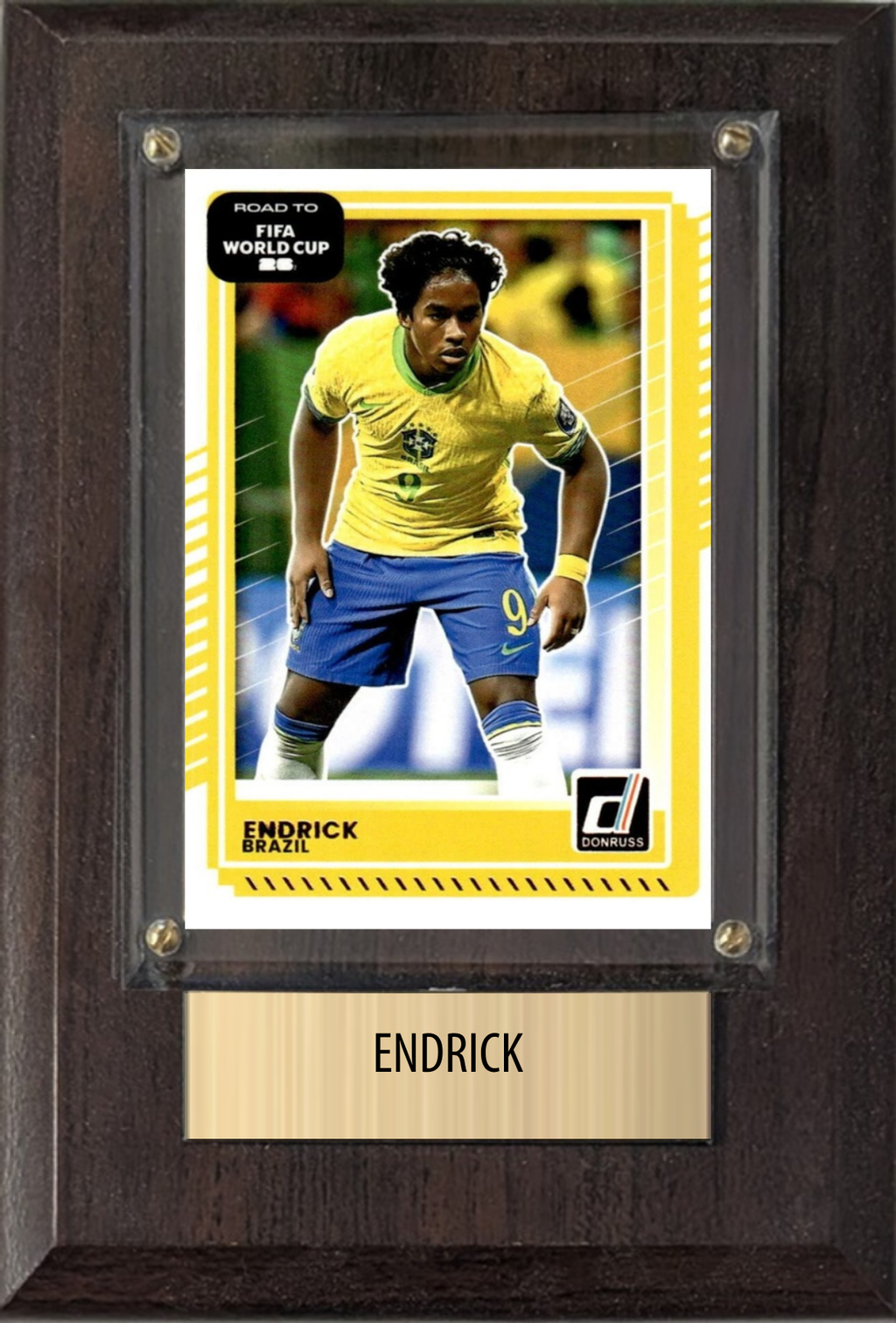 Endrick Brazil World Cup Soccer Fan Gift Plaque 4x6 1 Card Panini, Topps, Donruss 2024 2025 2026