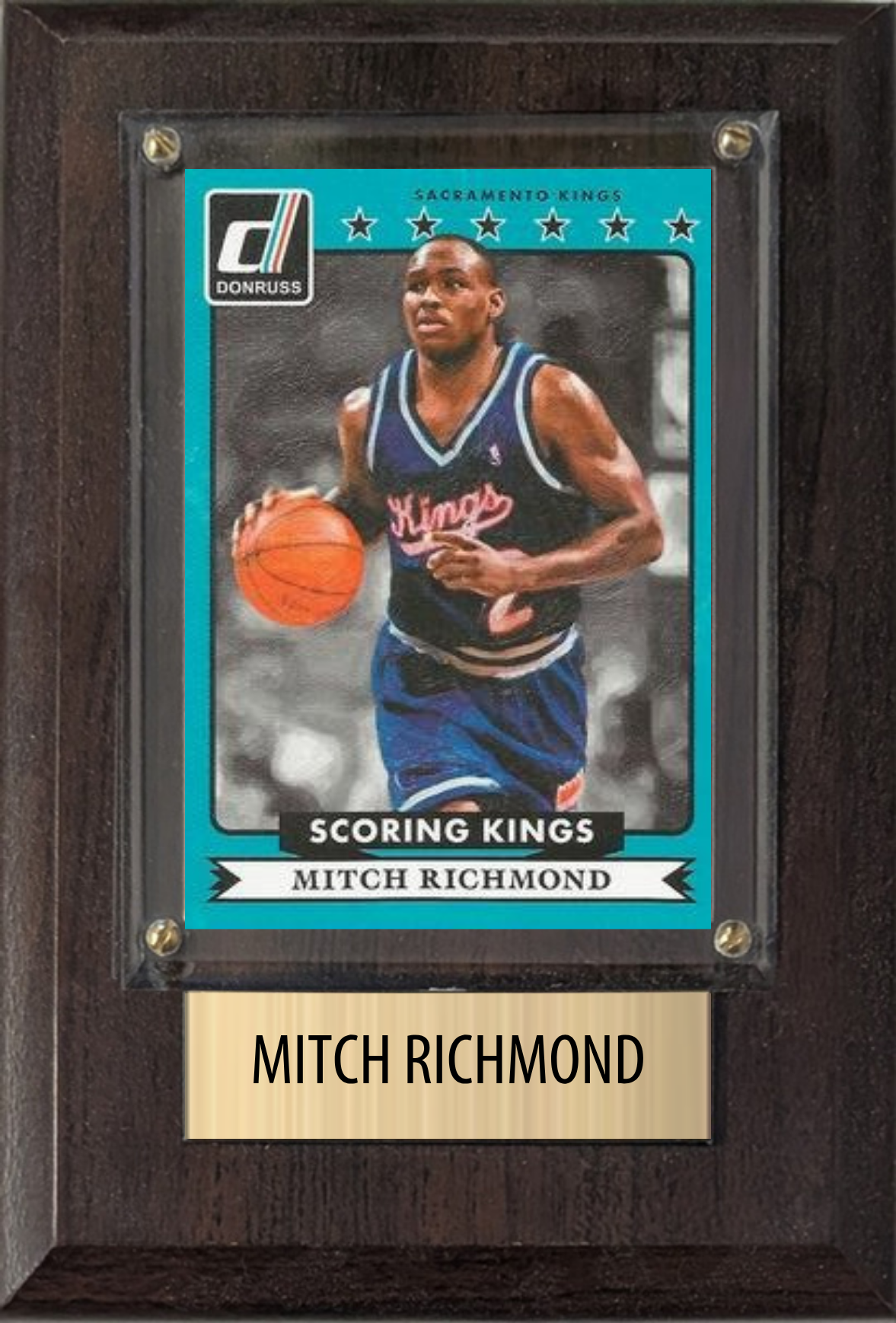 Mitch Richmond Sacramento Kings Hall of Fame Fan Gift Plaque 4x6 1 Card Hoops, Prizm, Donruss 2024 2025 2026