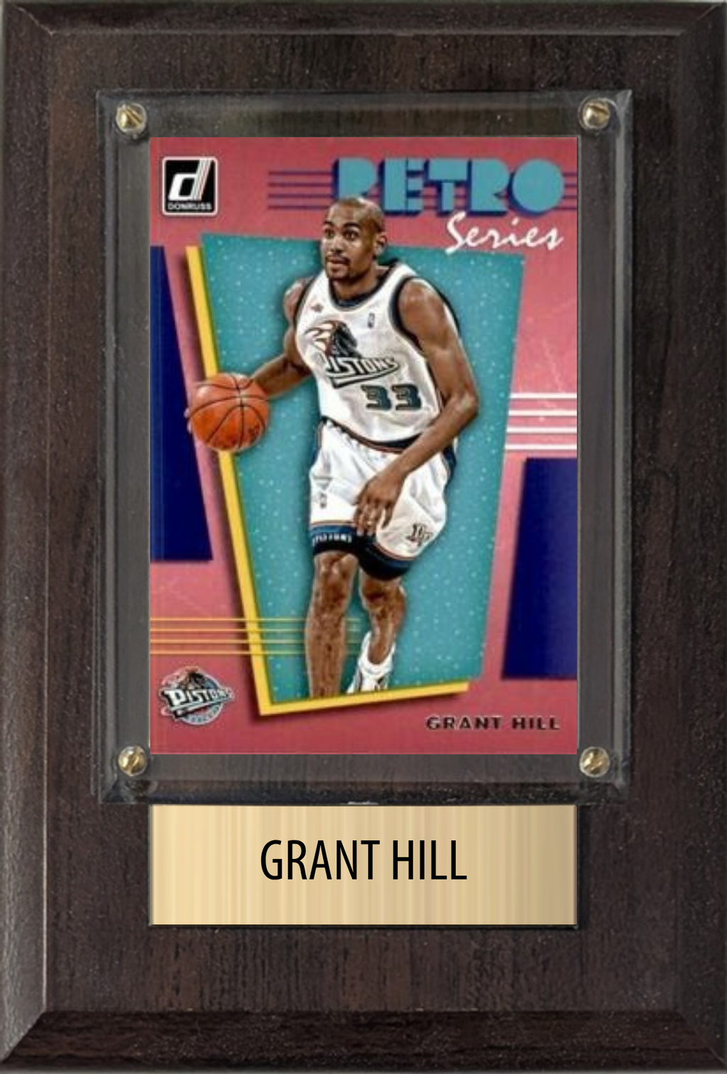 Grant Hill Detroit Pistons Hall of Fame Fan Gift Plaque 4x6 1 Card Hoops, Prizm, Donruss 2024 2025 2026
