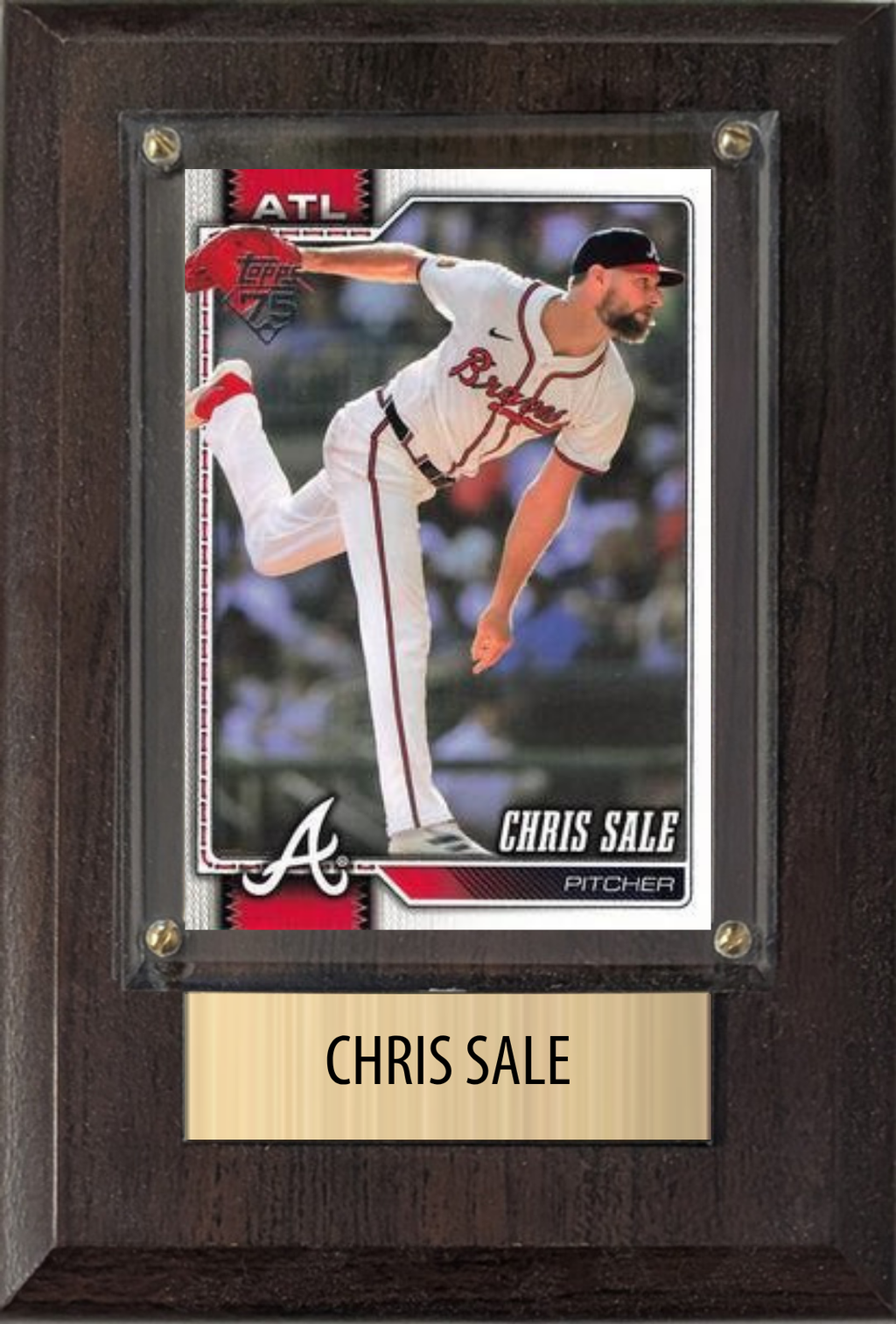Chris Sale Atlanta Braves Fan Gift Plaque 4x6 1 Card Topps, Bowman 2024 2025 2026