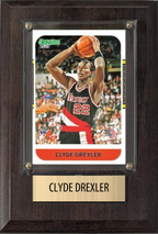 Clyde Drexler Portland Trail Blazers Hall of Fame Fan Gift Plaque 4x6 1 Card Hoops, Prizm, Donruss 2024 2025 2026