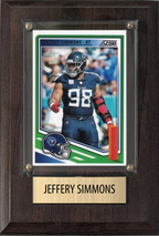 Jeffery Simmons Tennessee Titans Fan Gift Plaque 4x6 1 Card Prizm, Donruss, Score 2024 2025 2026