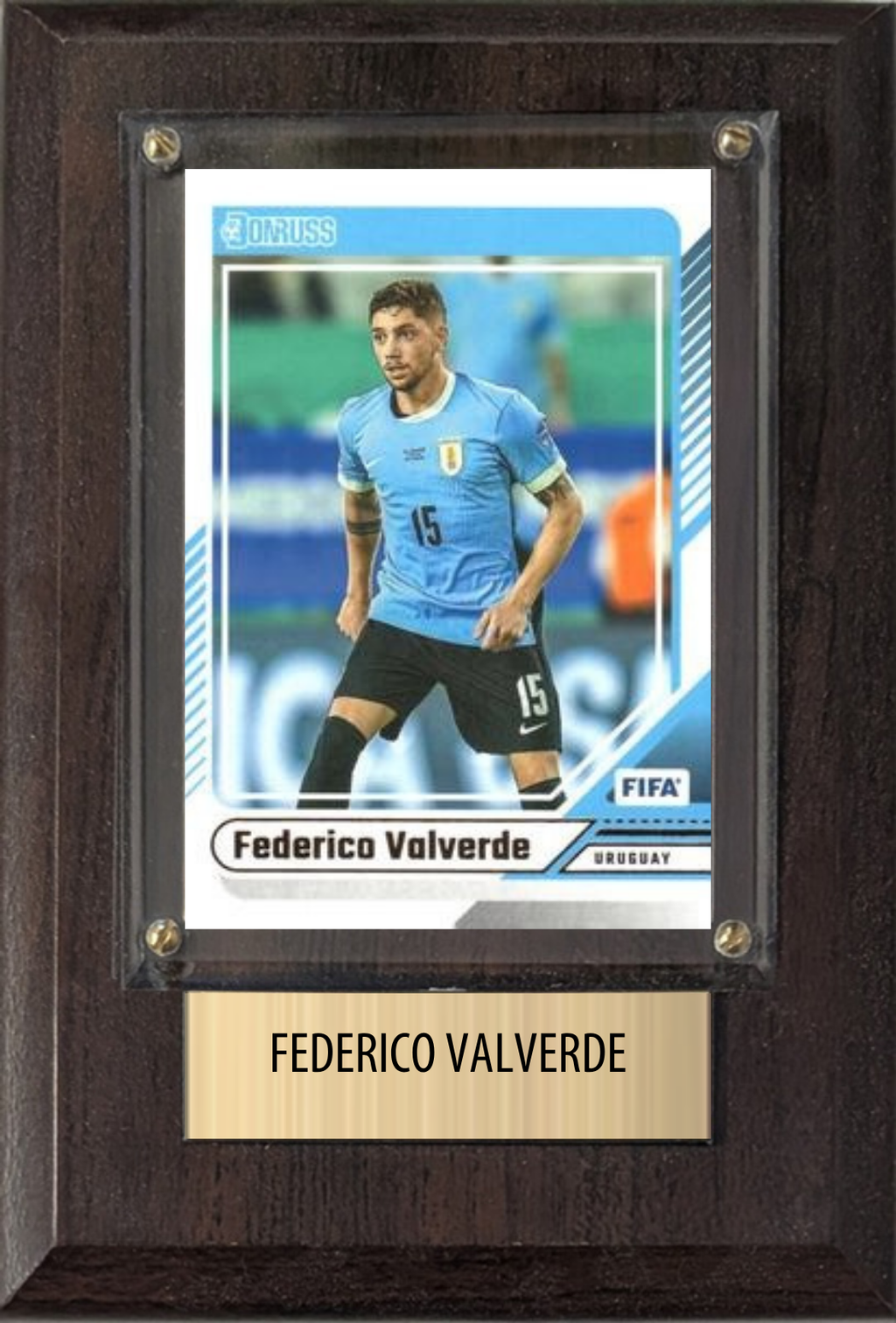 Federico Valverde Uruguay World Cup Soccer 2026 Fan Gift Plaque 4x6 1 Card Panini, Topps, Donruss 2024 2025 2026