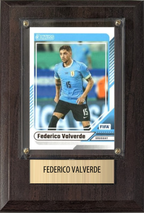 Federico Valverde Uruguay World Cup Soccer 2026 Fan Gift Plaque 4x6 1 Card Panini, Topps, Donruss 2024 2025 2026