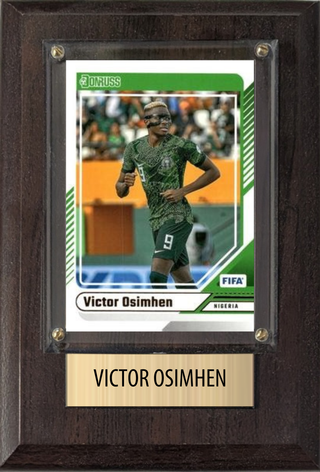Victor Osimhen Nigeria World Cup Soccer 2026 Fan Gift Plaque 4x6 1 Card Panini, Topps, Donruss 2024 2025 2026