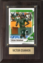 Victor Osimhen Nigeria World Cup Soccer 2026 Fan Gift Plaque 4x6 1 Card Panini, Topps, Donruss 2024 2025 2026