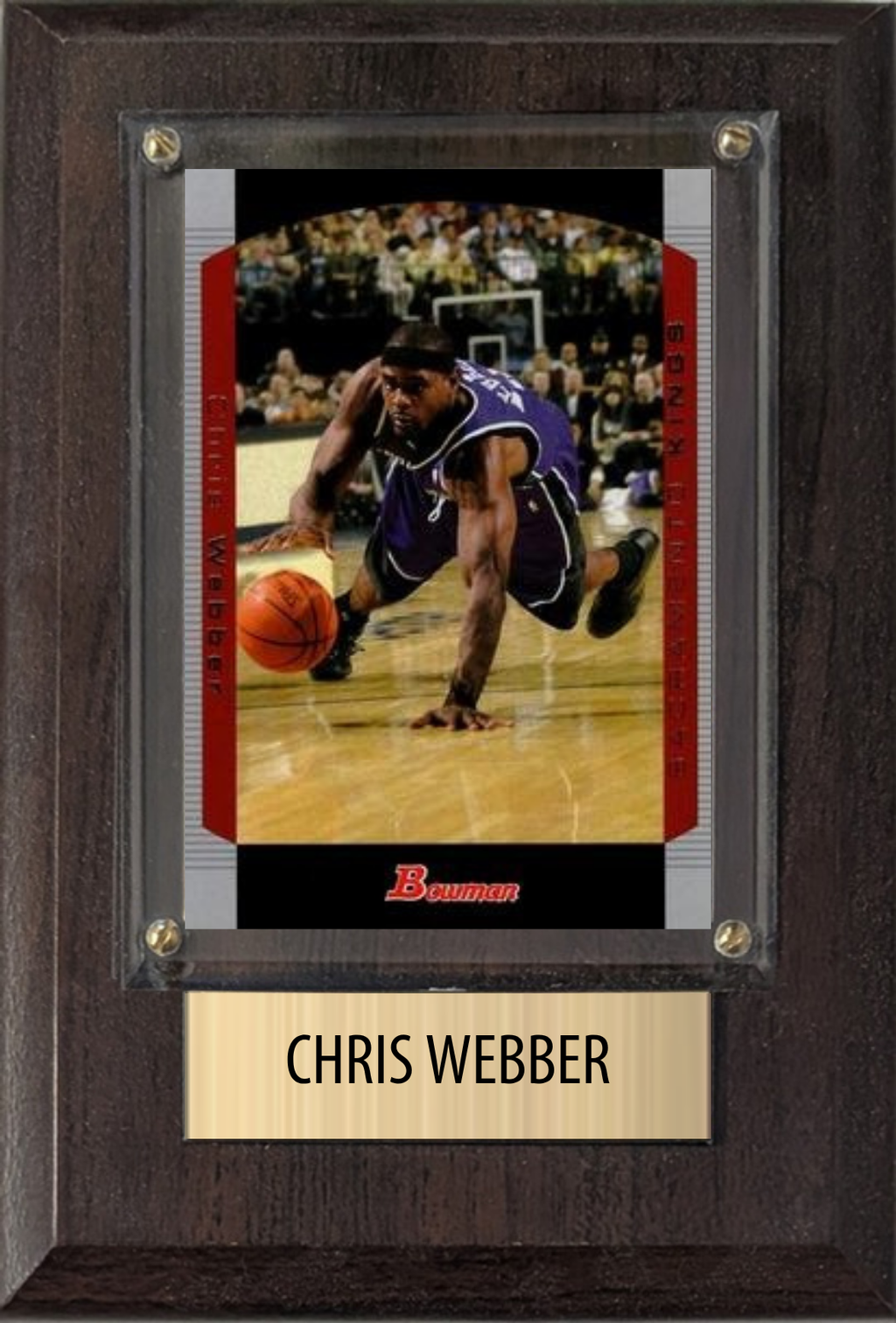 Chris Webber Sacramento Kings Hall of Fame Fan Gift Plaque 4x6 1 Card Hoops, Prizm, Donruss 2024 2025 2026