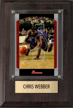 Chris Webber Sacramento Kings Hall of Fame Fan Gift Plaque 4x6 1 Card Hoops, Prizm, Donruss 2024 2025 2026