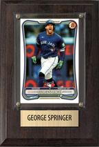 George Springer Toronto Blue Jays Fan Gift Plaque 4x6 1 Card Topps, Bowman 2024 2025 2026