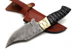 Custom Handmade Damascus Skinning Knife with Resin & Brass Handle