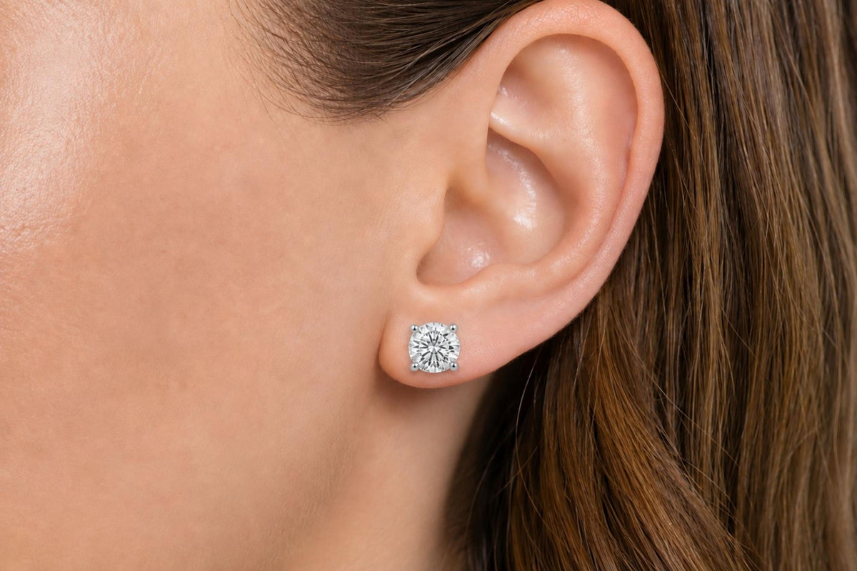 IGI Certified 14K Gold Lab Grown Diamond Solitaire Stud Earrings