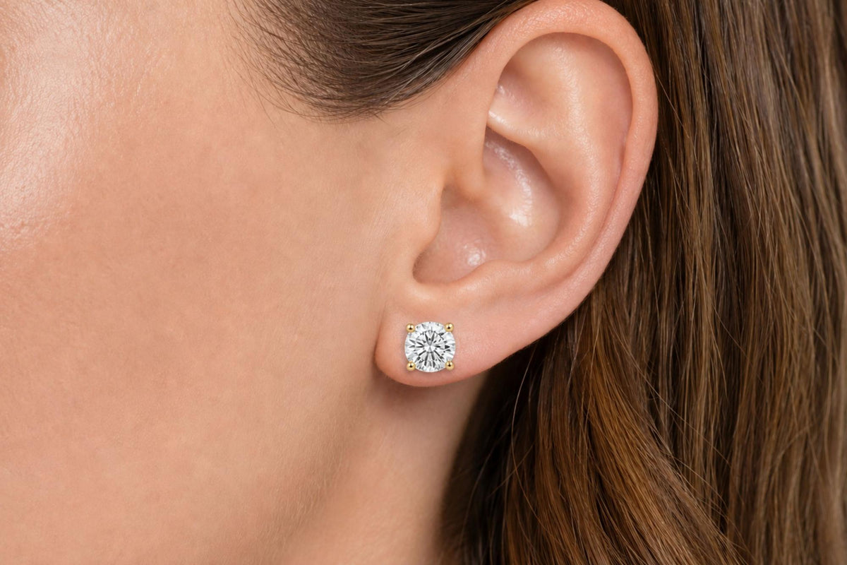 IGI Certified 14K Gold Lab Grown Diamond Solitaire Stud Earrings