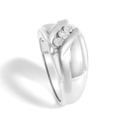 Men's .925 Sterling Silver 1/2 Cttw Diamond Channel Set 3-Stone Band Ring - Ring Size 10