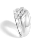 Men's .925 Sterling Silver 1/2 Cttw Diamond Channel Set 3-Stone Band Ring