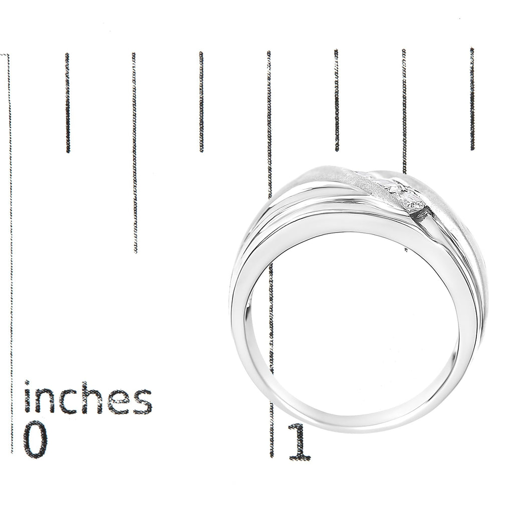 Men's .925 Sterling Silver 1/2 Cttw Diamond Channel Set 3-Stone Band Ring