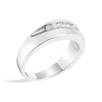 Men's.925 Sterling Silver 1/2 Cttw Diamond 9 Stone Band Ring