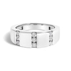 Men's .925 Sterling Silver 1/2 Cttw Diamond Triple Three Stone Row Band Ring (H-I Color, I1-I2 Clarity) - Ring Size 10