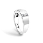 Men's .925 Sterling Silver 1/2 Cttw Diamond Triple Three Stone Row Band Ring (H-I Color, I1-I2 Clarity) - Ring Size 10