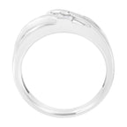 10K White Gold 1/10 Cttw Diamond Men's Three Stone Channel Set Diamond Wedding Ring (I-J Color, I1-I2 Clarity) - Size 10