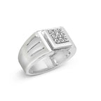 .925 Sterling Silver Diamond Accent Miracle-Set 9 Stone Ridged Band Gentlemen's Fashion Ring (I-J Color, I3 Clarity) - Size 10