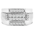 Men's .925 Sterling Silver 1.00 Cttw Diamond Multi Row Band Ring