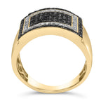 Men's 10K Yellow Gold 1 1/4 Cttw White and Black Diamond Geometric Ring