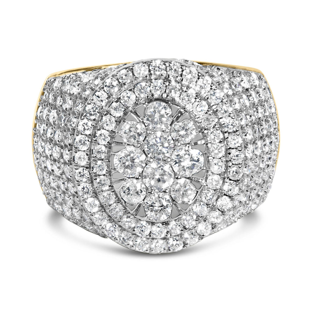 Men's 10K Yellow Gold 2-1/2 Cttw Round Diamond Cluster Cocktail Ring