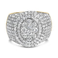 Men's 10K Yellow Gold 2-1/2 Cttw Round Diamond Cluster Cocktail Ring