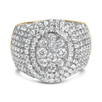 Men's 10K Yellow Gold 2-1/2 Cttw Round Diamond Cluster Cocktail Ring