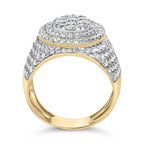 Men's 10K Yellow Gold 2-1/2 Cttw Round Diamond Cluster Cocktail Ring