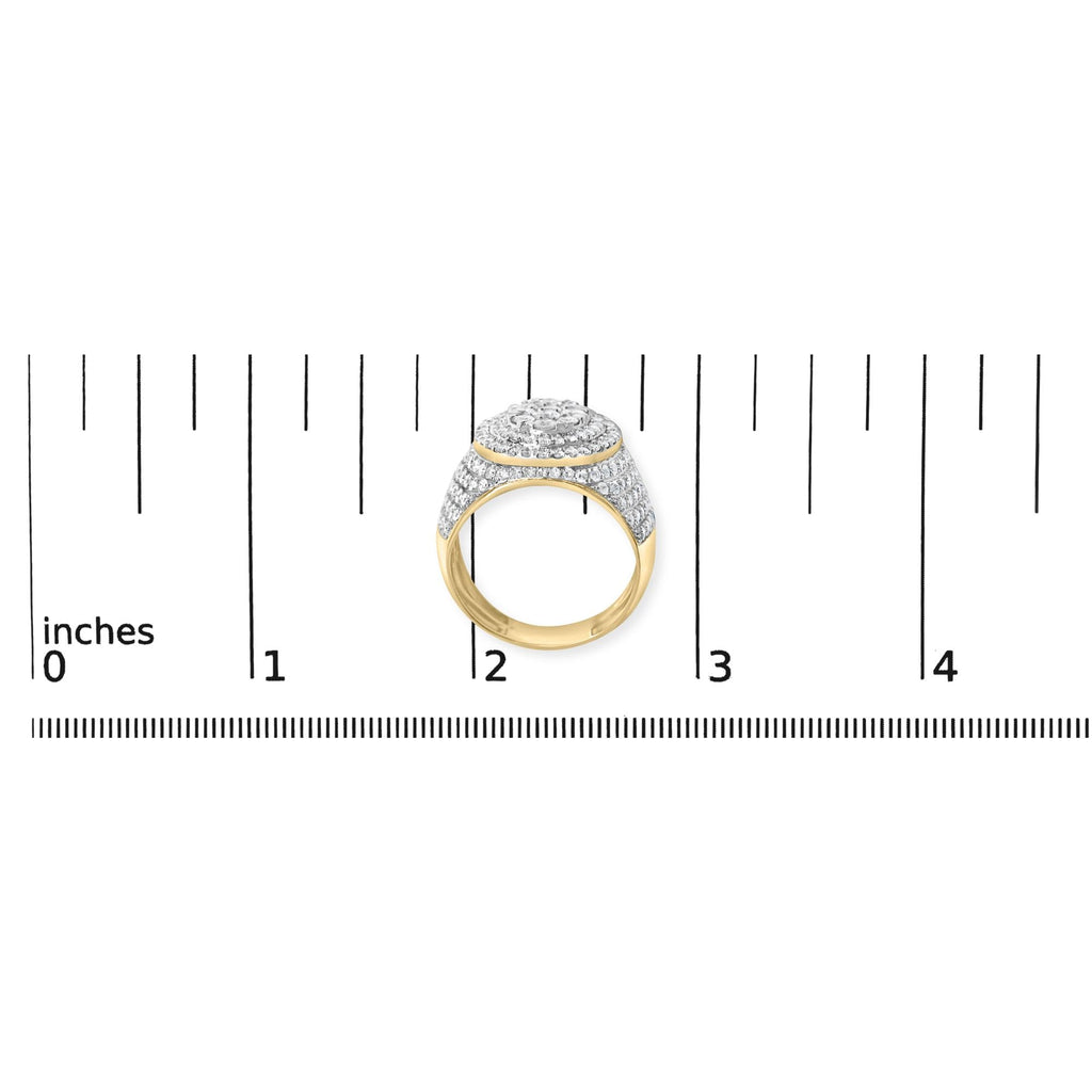 Men's 10K Yellow Gold 2-1/2 Cttw Round Diamond Cluster Cocktail Ring