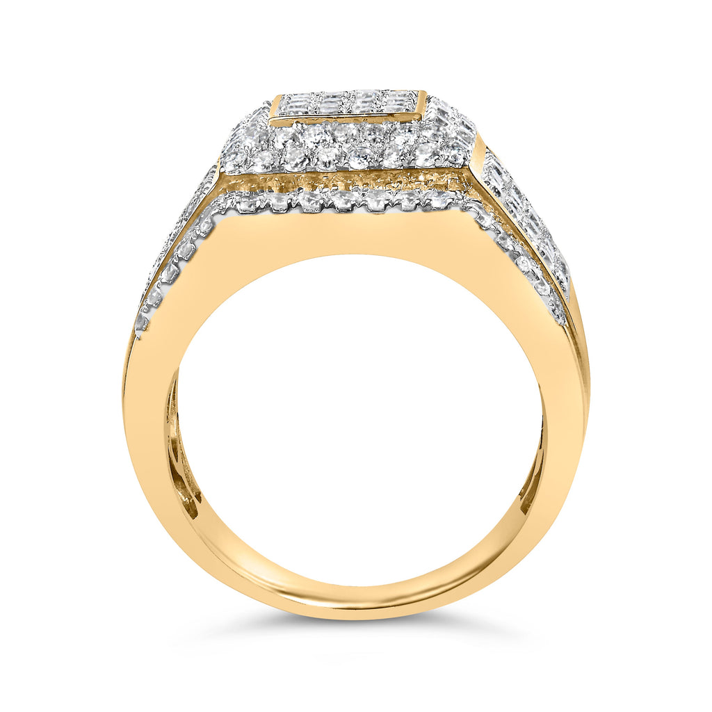 10K Yellow Gold 2-1/2 Cttw Diamond Pave Geometric Cocktail Ring