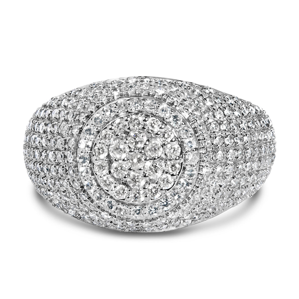 Men's 10K Yellow Gold 1 1/2 Cttw Diamond Cluster Dome Band Ring