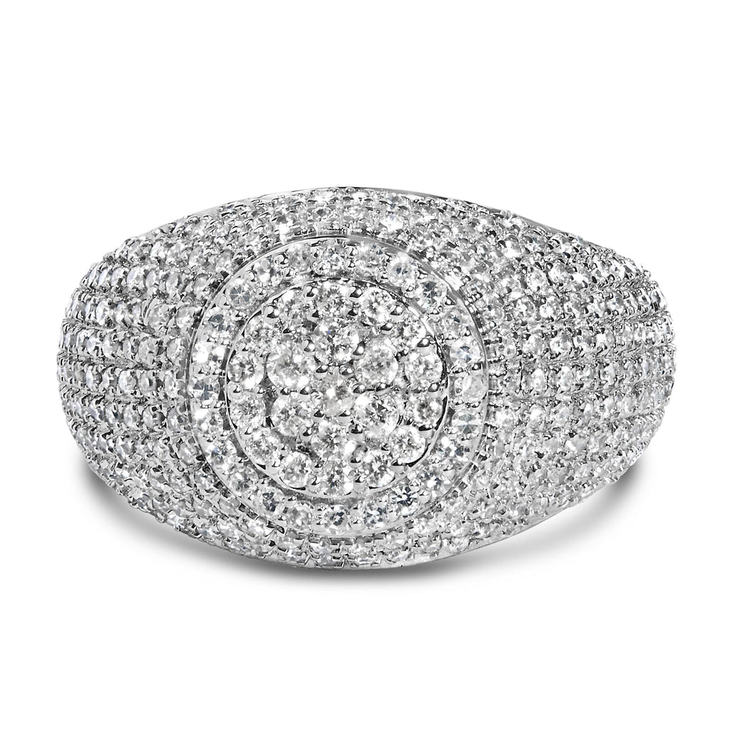 Men's 10K Yellow Gold 1 1/2 Cttw Diamond Cluster Dome Band Ring