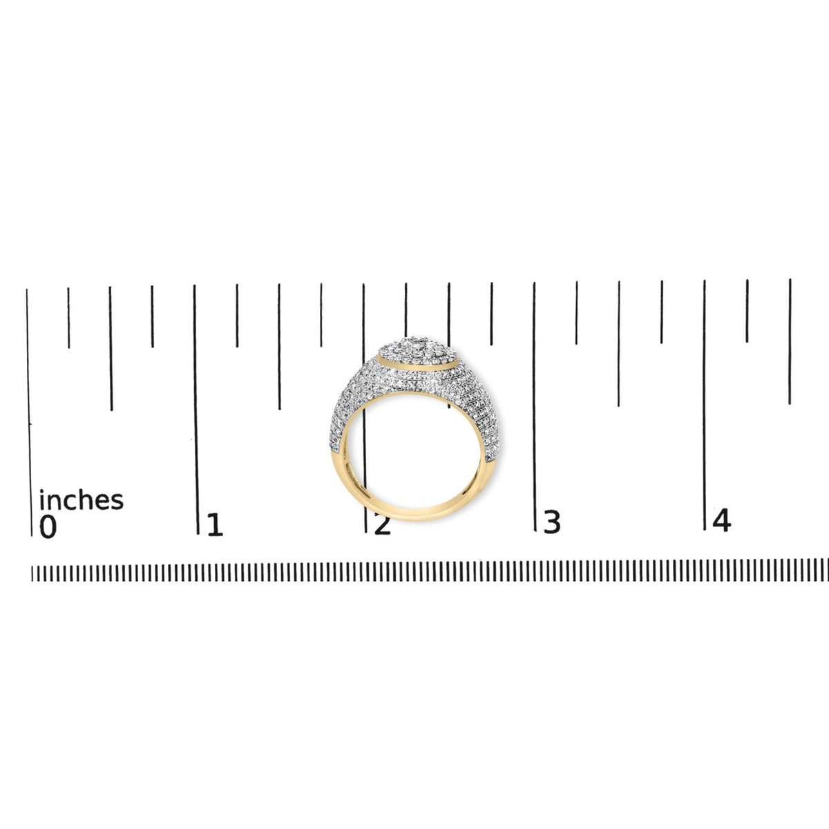 Men's 10K Yellow Gold 1 1/2 Cttw Diamond Cluster Dome Band Ring